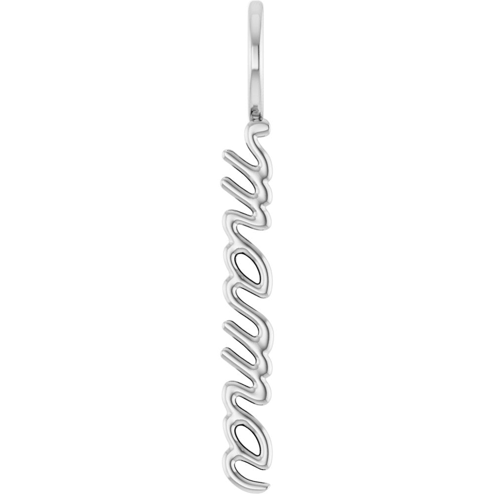 Small Sterling Silver Vertical Mama Charm Pendant