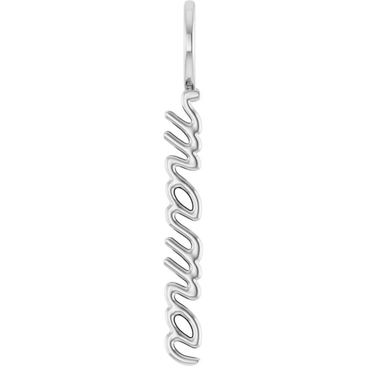Small Sterling Silver Vertical Mama Charm Pendant