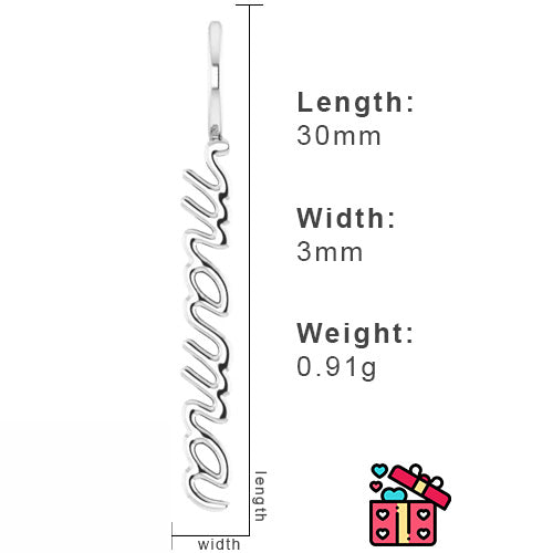Small Sterling Silver Vertical Mama Charm Pendant