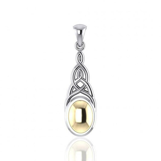 Sterling Silver Celtic Trinity Knot Pendant with 14k Gold Accents
