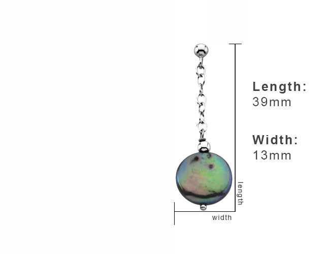 Sterling Silver Cultured Freshwater Black Coin Pearl Earrings