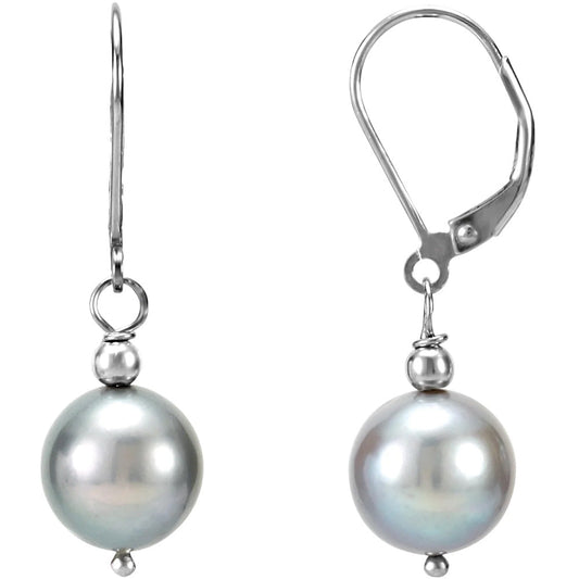 Freshwater Cultured Grey Lever Back Earrings