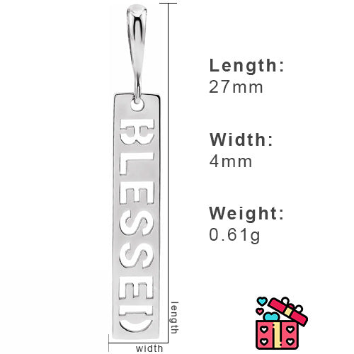 Sterling Silver 27mm Blessed Bar Pendant