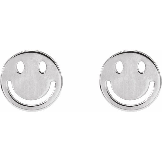 Sterling Silver 6mm Smiley Face Earrings