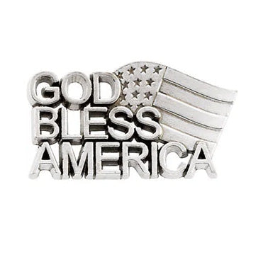 Sterling Silver 20mm God Bless America Lapel Pin