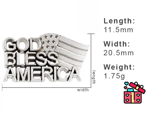 Sterling Silver 20mm God Bless America Lapel Pin