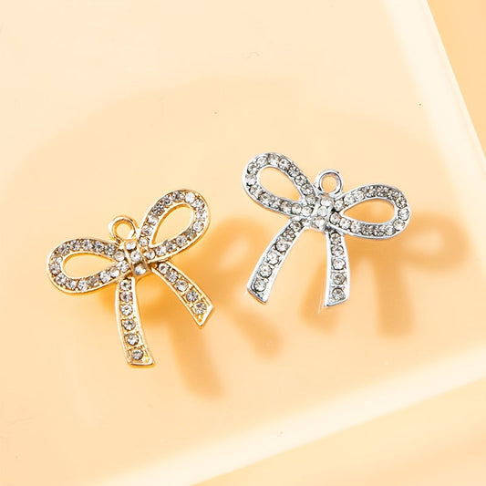 Rhinestone Bow Charm, Set of 2