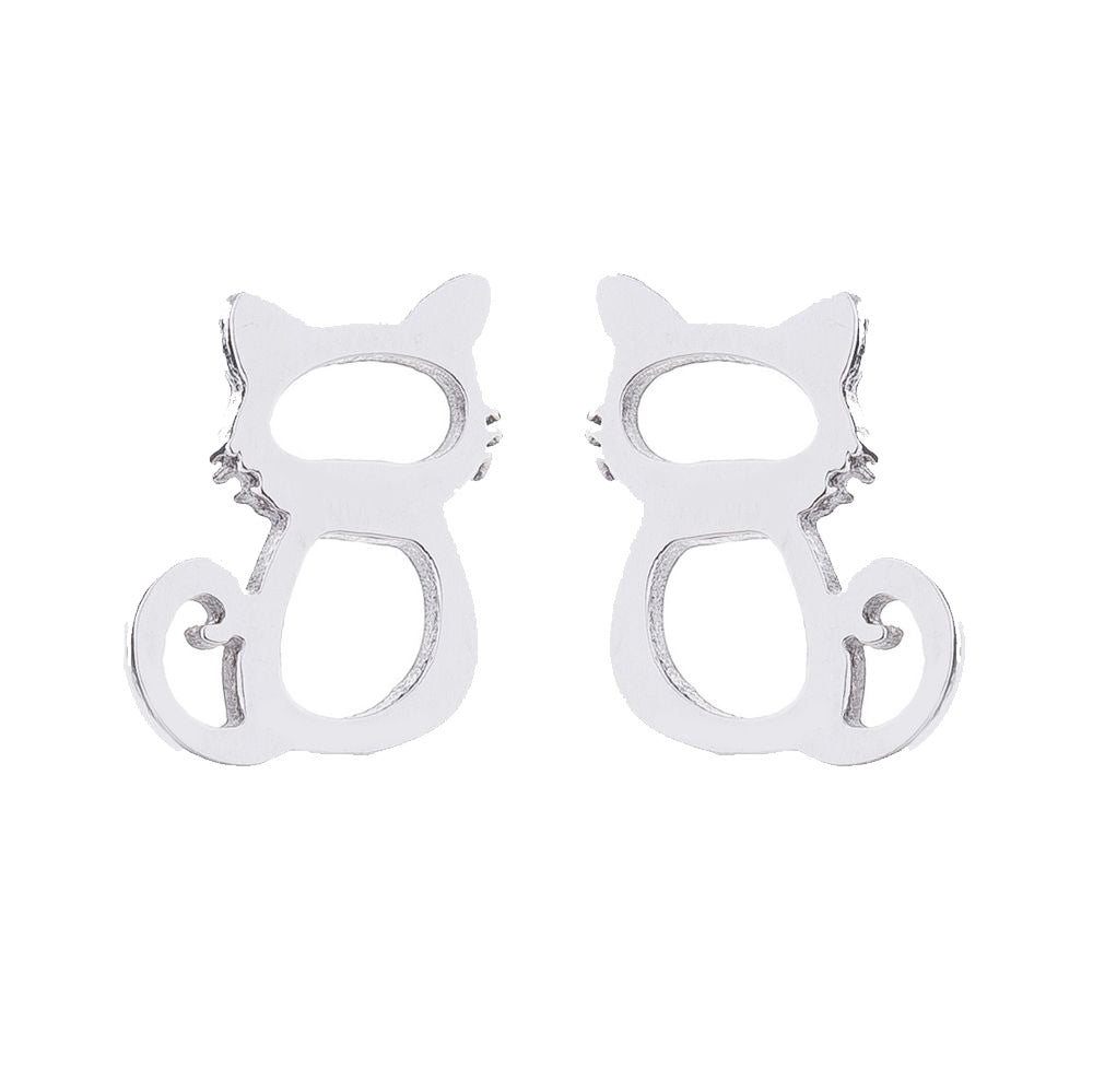 Cute Cat Stainless Steel Earrings