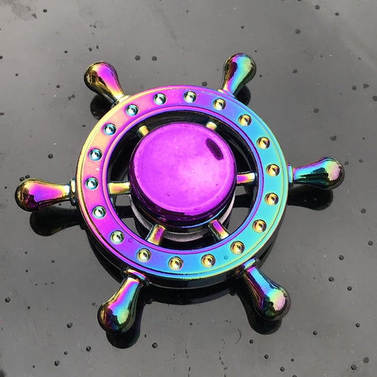 Rainbow Ship Wheel Metal Fidget Spinner