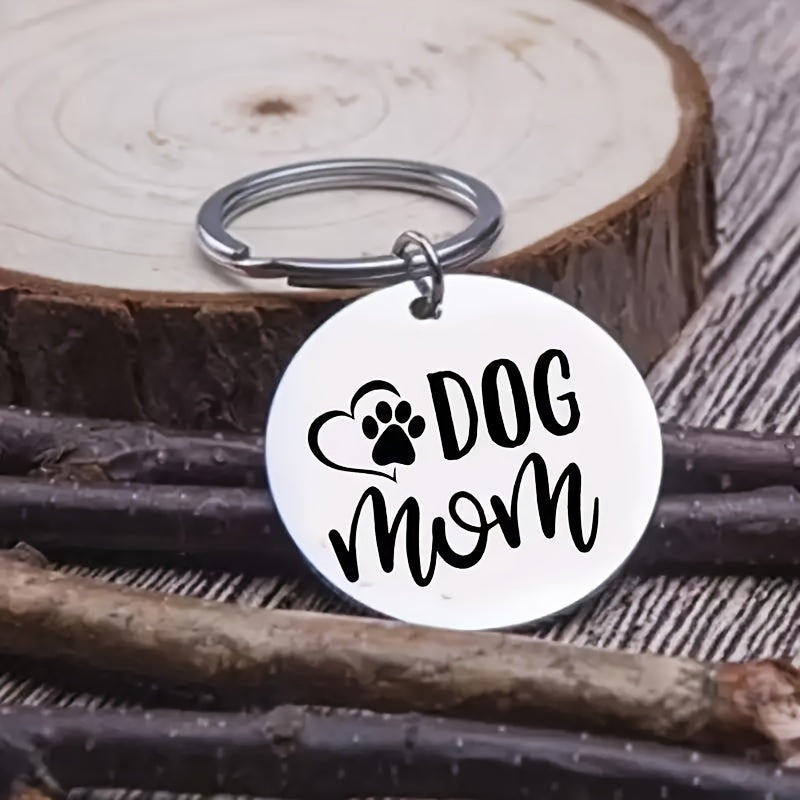 Stainless Steel Dog Mom Keychain