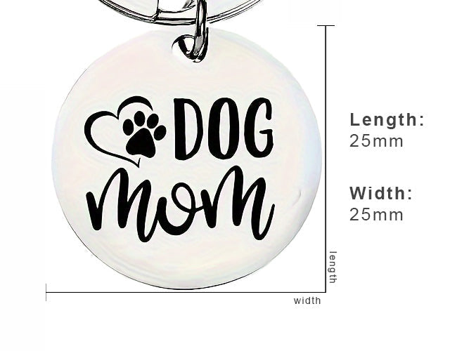 Stainless Steel Dog Mom Keychain