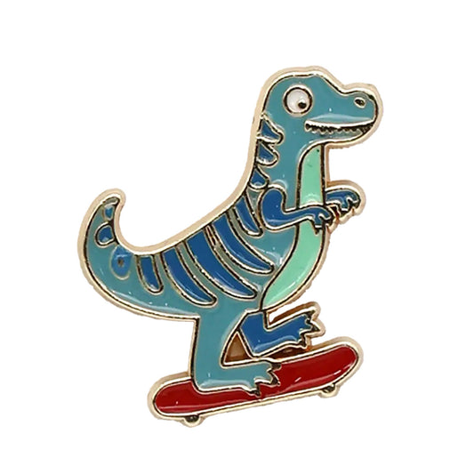 Skateboard Dinosaur Enamel Pin