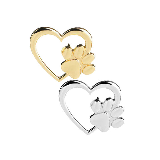 Love Paws: Heart-Shaped Paw Print Pin
