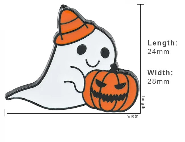 Cute Ghost with Pumpkin Enamel Pin