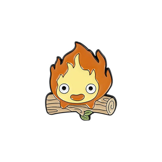 Howl's Moving Castle Calcifer with Fire Log Enamel Pins