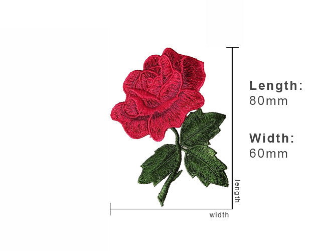 Embroidered Red Rose Flower Patches