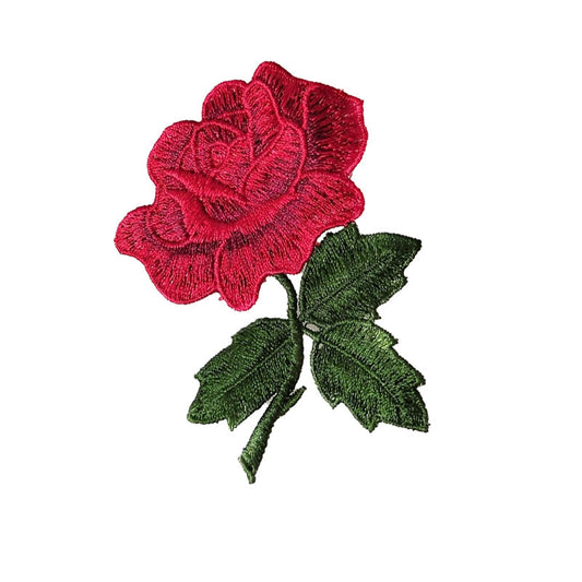 Embroidered Red Rose Flower Patches