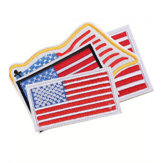 Patriotic American Flag Iron-On Patch, Set of 4