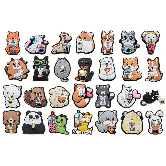 Cute Animal Drinking Bubble Tea Shoe Charms / Jibbitz