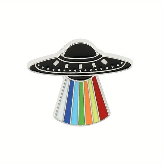 Alien UFO Rainbow Spaceship Enamel Pin