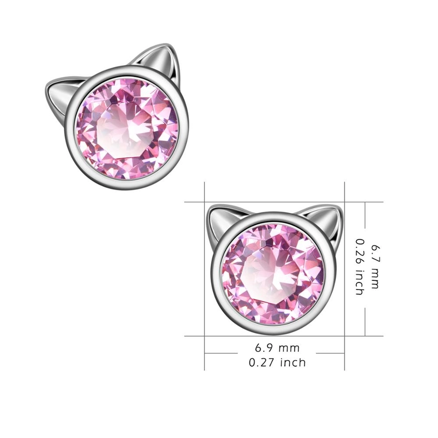 Sterling Silver Cat Ear Crystal Earrings