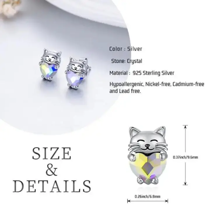 Small Sterling Silver Cat Hug Earrings