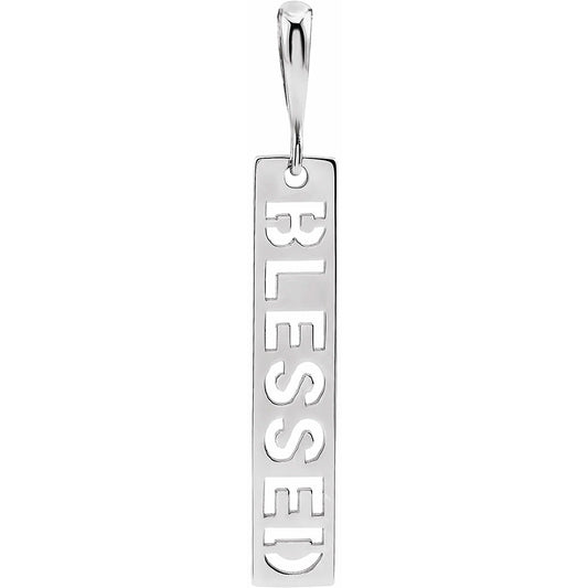 Sterling Silver 27mm Blessed Bar Pendant