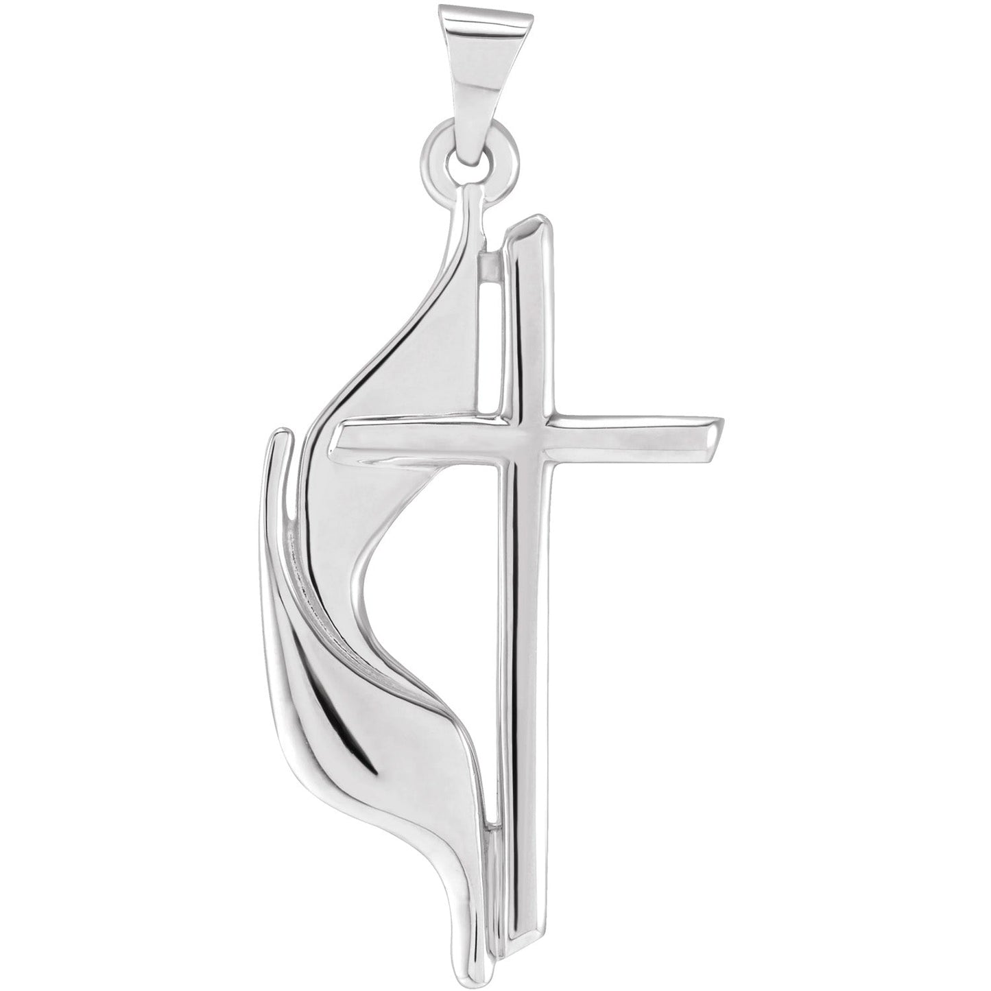 Women's Sterling Silver 19mm Methodist Cross Pendant Necklace