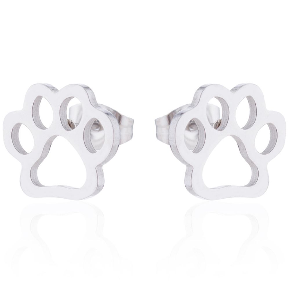 Stainless Steel Paw Print Earrings