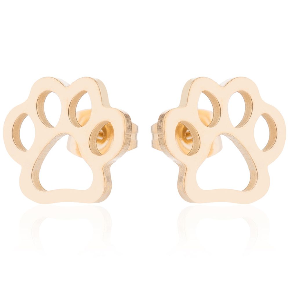 Stainless Steel Paw Print Earrings