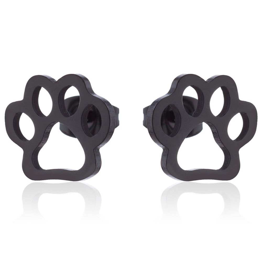 Stainless Steel Paw Print Earrings