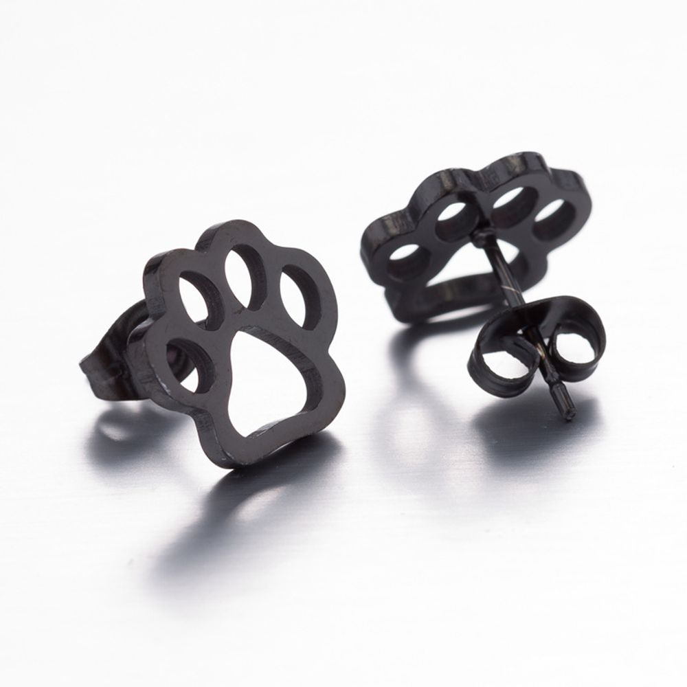 Stainless Steel Paw Print Earrings