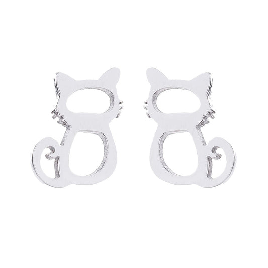 Cute Cat Stainless Steel Earrings