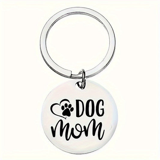 Stainless Steel Dog Mom Keychain