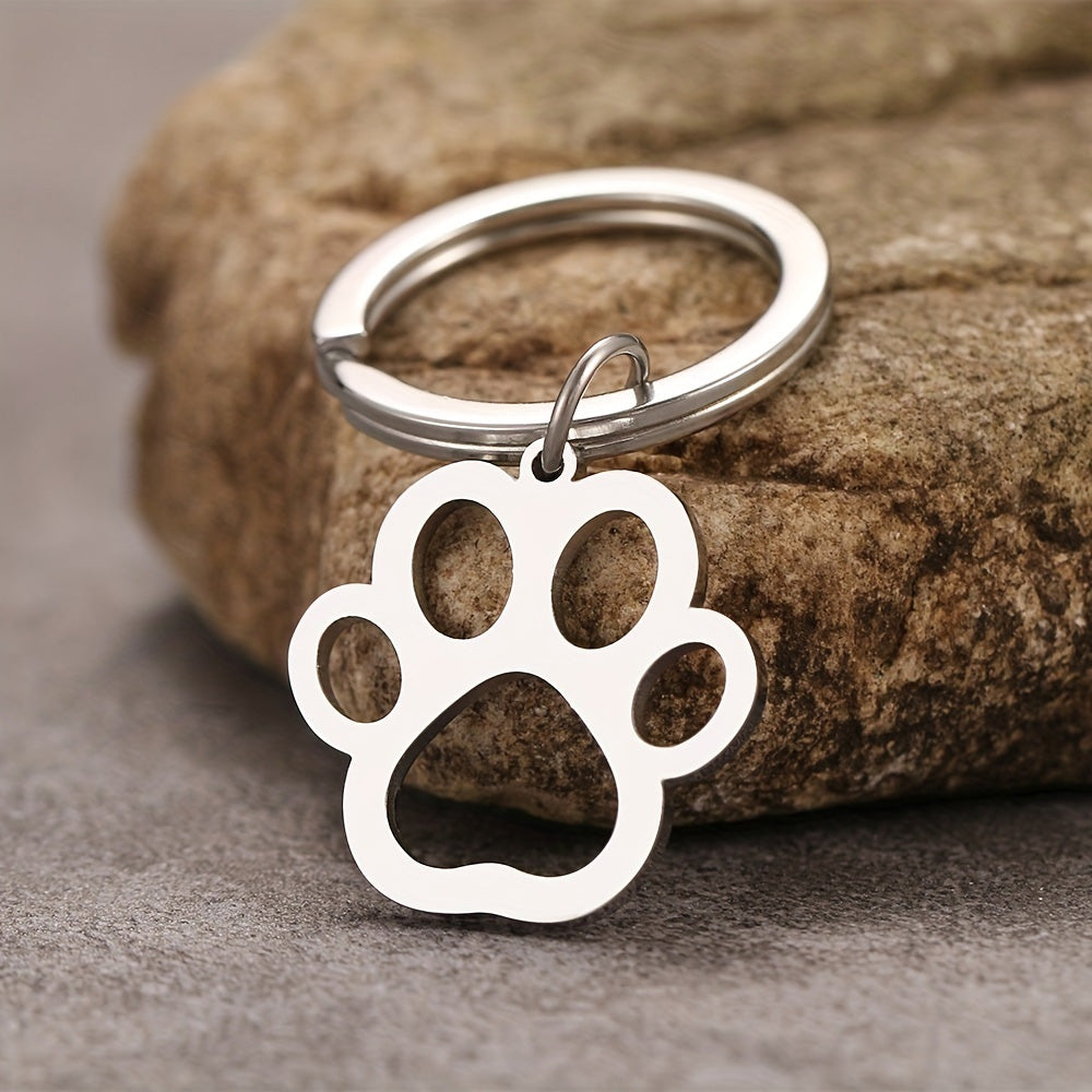 Stainless Steel Dog Paw Keychain