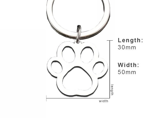 Stainless Steel Dog Paw Keychain