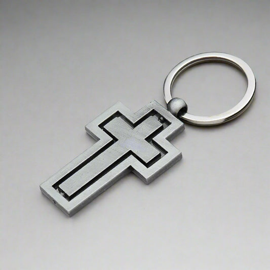 Large Retro Spinning Cross Keychain