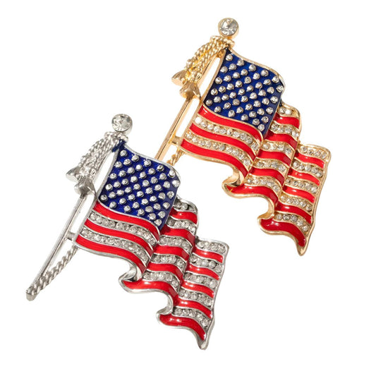 Elegant American Flag Brooch Pin
