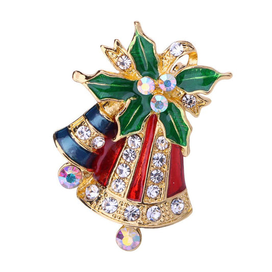 Large and Small Colorful Bells Christmas Brooch Pin