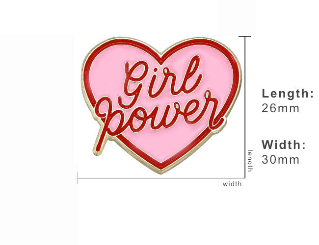 Pink Girl Power Heart Enamel Pin