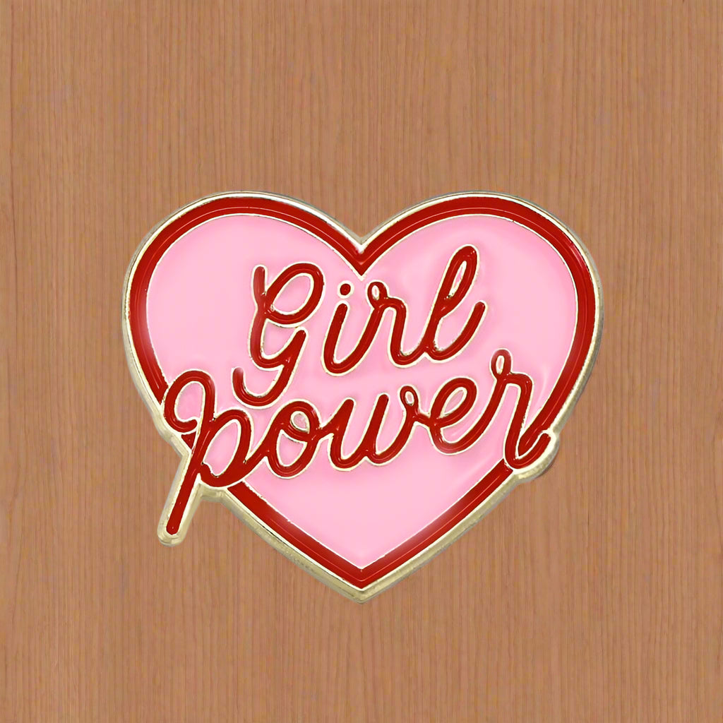 Pink Girl Power Heart Enamel Pin