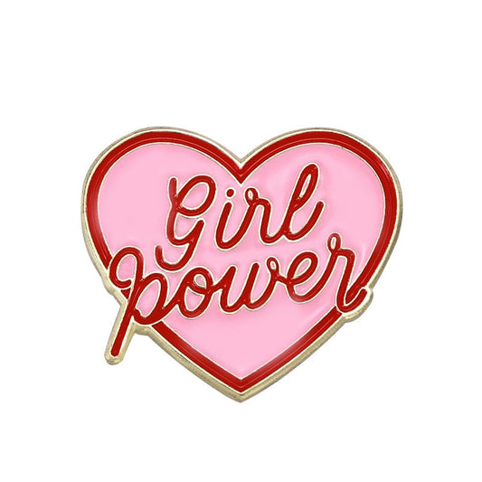 Pink Girl Power Heart Enamel Pin