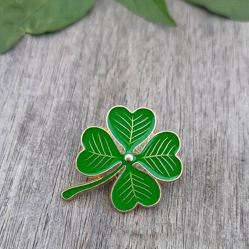 Lucky Shamrock Green 4 Leaf Clover Enamel Pin