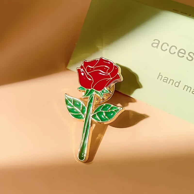 Red Rose Enamel Lapel Pin