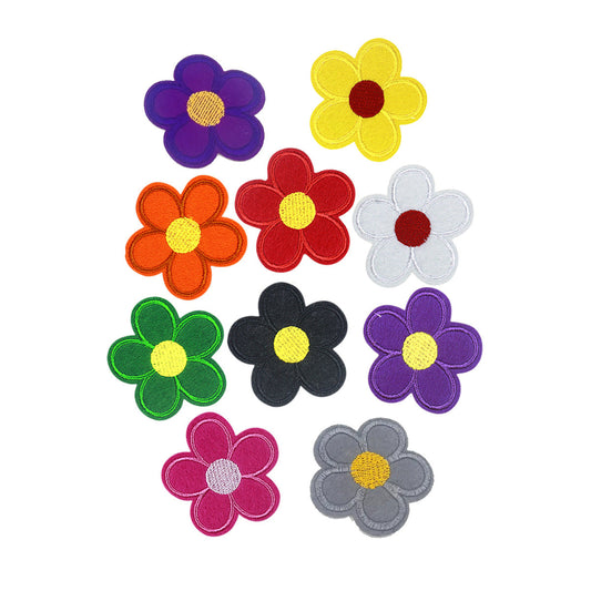 Vibrant Floral Iron On Patches, Set of 10