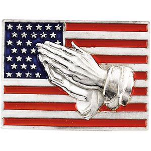 American Flag with Praying Hands Lapel Pin