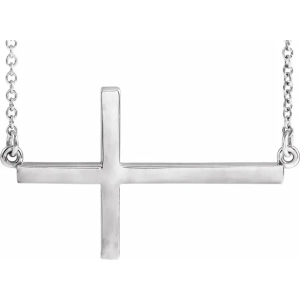 Sterling Silver Sideways Cross Pendant Necklace